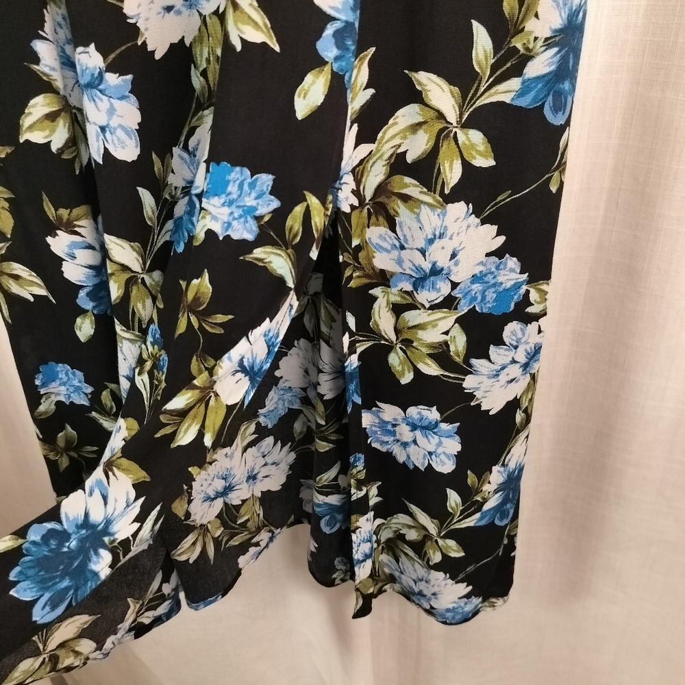 Banana Republic Black Floral‎ Maxi Long Dress Size 6 100% Rayon Cap Sleeves - Picture 9 of 14